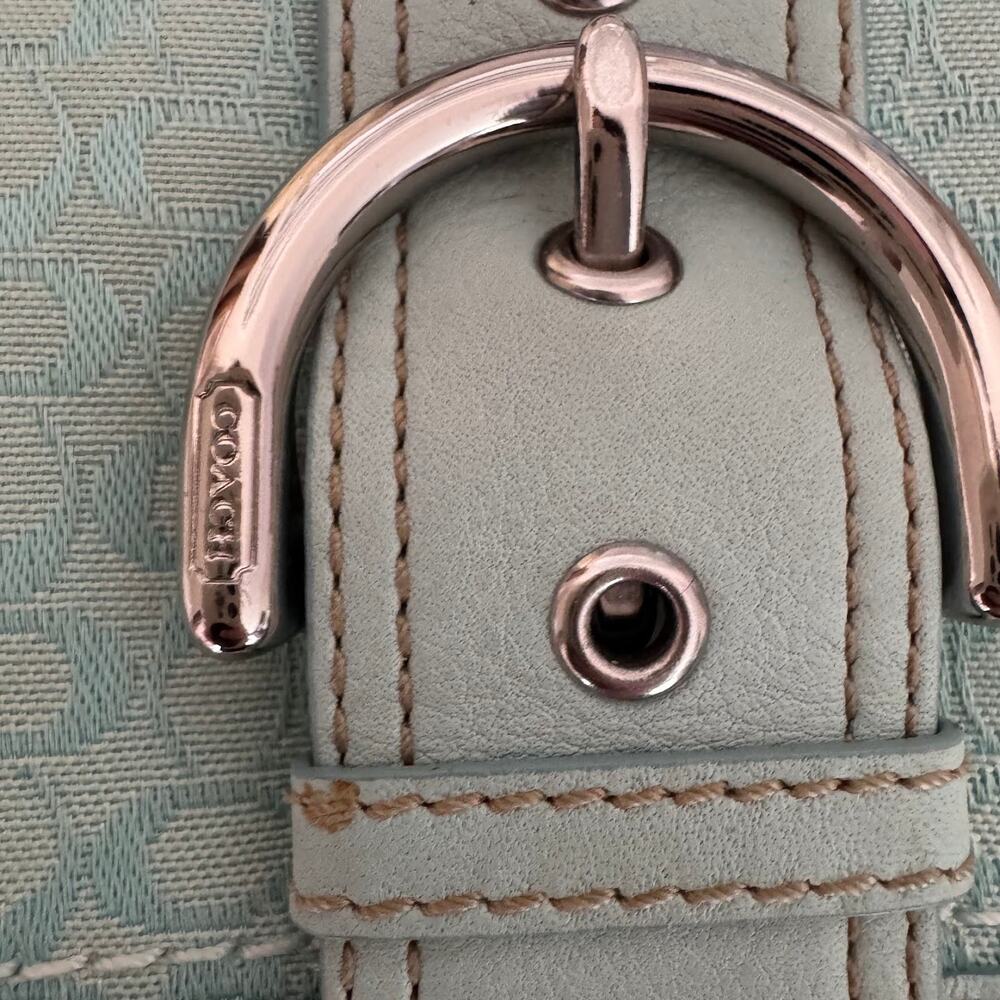 Coach Vintage Soho Signature Buckle Trifold Wallet and Checkbook Blue Teal Rare - Picture 8 of 10